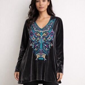 Johnny Was Aurelia Velvet Embroidered Tunic Butterfly 3X NWT